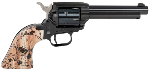 Heritage Mfg RR22B4DMH Rough Rider  22 LR 6 Shot 4.75" Black Oxide Barrel, Cylinder & Frame Dead Man's Hand Ivory Grips