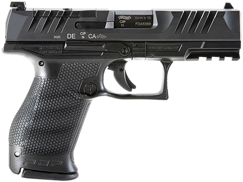 Walther Arms 2854686 PDP  Compact Frame 9mm Luger 10+1 4" Black Steel Barrel, Black Optic Ready/Serrated Steel Slide, Black Polymer Frame w/Picatinny Rail, Textured Polymer Grip, Ambidextrous