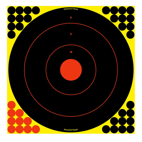 Birchwood Casey 34186 Shoot-N-C Reactive Target Self-Adhesive Paper Black/Yellow/Red 12" Bullseye 12 Pack