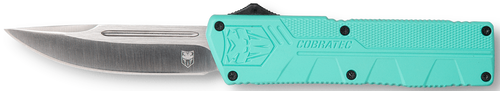 CobraTec Knives TFCTLWDNS Lightweight  3.25" OTF Drop Point Plain D2 Steel Blade/Tiffany Blue Aluminum Handle Includes Pocket Clip