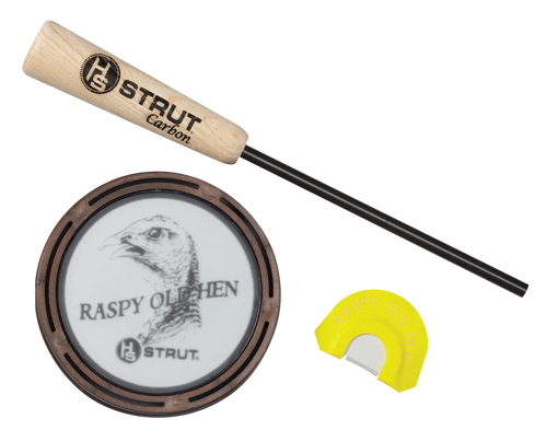 HS Strut 07011 Raspy Old Hen  Friction Call Turkey Hen Sounds Attracts Turkeys Glass/Carbon