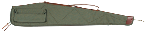 Bob Allen 14536 Canvas Rifle Case 40" Green Canvas w/ Quilted Flannel Lining Leather Sling & Self-Repairing Nylon Zipper