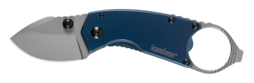 Kershaw 8710 Antic  1.70" Folding Drop Point Plain Bead Blasted 8Cr13MoV SS Blade Blue PVD Stainless Steel Handle Includes Pocket Clip