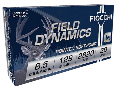 Fiocchi 65CMB Field Dynamics  6.5Creedmoor 129gr Pointed Soft Point 20 Per Box/10 Case