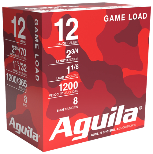 Aguila 1CHB1218 Game Load  12Gauge 2.75" 1 1/8oz 8Shot 25 Per Box/10 Case