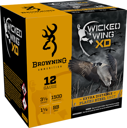 Browning Ammo B193411240 Wicked Wing XD  12Gauge 3.50" 1 1/2oz BBShot 25 Per Box/10 Case