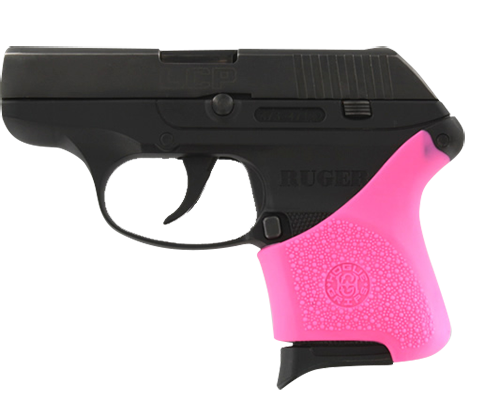 Hogue 18107 HandAll Hybrid Grip Sleeve made of Rubber with Textured Pink Finish for Ruger LCP
