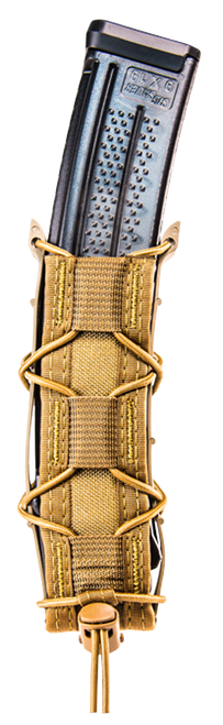High Speed Gear 11EX00CB TACO Extended Mag Pouch Single Coyote Brown Nylon MOLLE Belts 2" Wide Compatible w/ Pistol