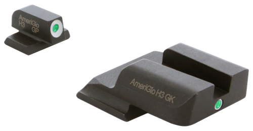 AmeriGlo SW141 i-Dot Sight Set for Smith & Wesson M&P Shield  Green Tritium White Outline Front Sight-Green Tritium Rear Sight