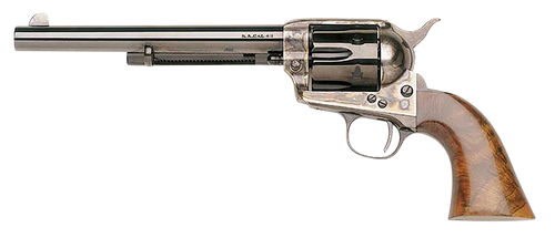 Taylors & Company 550907 1873 Cattleman SAO 45 Colt (LC) Caliber with 7.50" Blued Finish Barrel, 6rd Capacity Blued Finish Cylinder, Color Case Hardened Finish Steel Frame & Walnut Grip