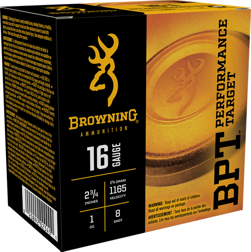 Browning Ammo B193611628 BPT Performance Target  16Gauge 2.75" 1oz 8Shot 25 Per Box/10 Case