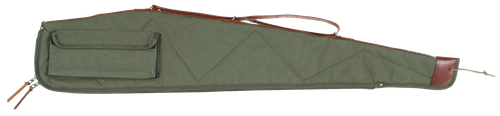 Bob Allen 14538 Canvas Rifle Case 48" Green Canvas w/ Quilted Flannel Lining Leather Sling & Self-Repairing Nylon Zipper