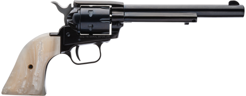 Heritage Mfg RR22MB6PRL Rough Rider  22 LR 22 WMR 6 Shot 6.50" Black Barrel, Cylinder & Frame, Altamont White Pearl Grips