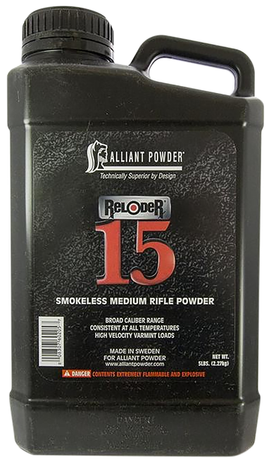 Alliant 150645 Reloder 15 Smokeless Medium Rifle Powder 5lbs 1 Canister