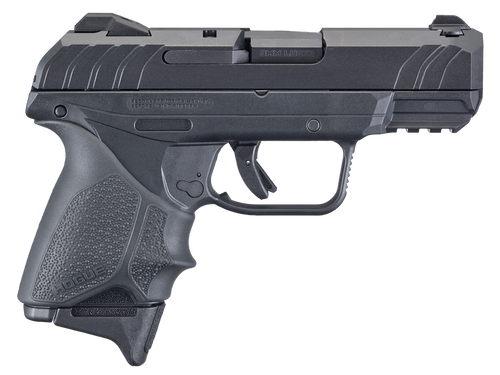Ruger 3829 Security-9 Compact 9mm Luger  3.42" Barrel 10+1, Black Polymer Frame With Picatinny Acc. Rail, Black Oxide Steel Slide, Hogue Beavertail HandALL Grip Sleeve, Manual Safety