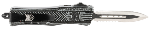 CobraTec Knives SSWCTK1SDAG1SS CTK-1  Small 2.75" OTF Dagger Part Serrated D2 Steel Blade/ Stonewashed Aluminum Handle Features Glass Breaker Includes Pocket Clip