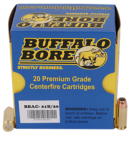 Buffalo Bore Ammunition 21B20 Heavy Strictly Business 10mmAuto 180gr Jacket Hollow Point 20 Per Box/12 Case