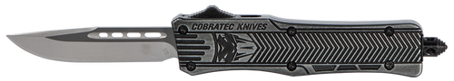 CobraTec Knives SSWCTK1SDNS CTK-1  Small 2.75" OTF Drop Point Plain D2 Steel Blade/Black Stonewashed Aluminum Handle Features Glass Breaker Includes Pocket Clip