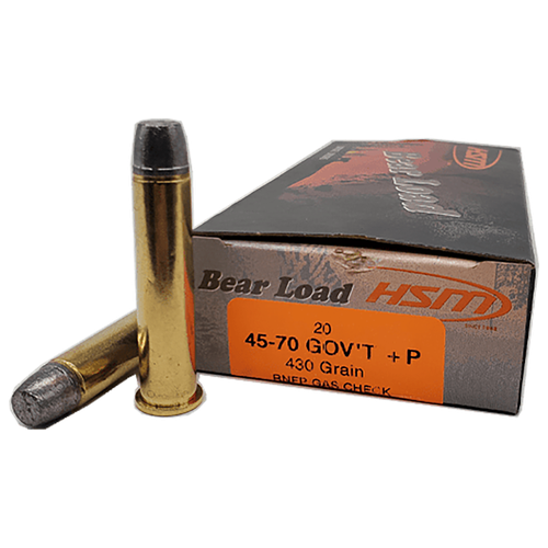 HSM 457012N Bear Load  45-70 Gov 430 gr Round Nose Flat Point 20 Per Box/ 25 Case