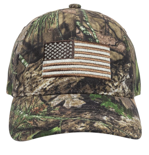 Outdoor Cap 202722-1-3 USA Flag  Mossy Oak Break-Up Country Hook & Loop OSFA Unstructured