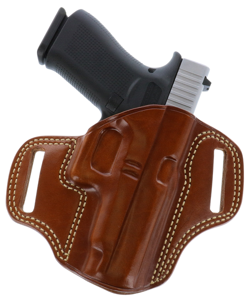 Galco CM226 Combat Master  OWB Tan Leather Belt Slide Compatible w/ Glock 19/Glock 23 Gen2-5/CZ P-10C Belt 1.75" Wide Right Hand