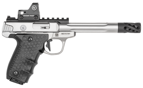 Smith & Wesson 12079 Performance Center Victory Target 22 LR 6" MB 10+1 Stainless Steel Tandemkross Black HiveGrip with Integrated Target Thumb Rest Grip Red Dot