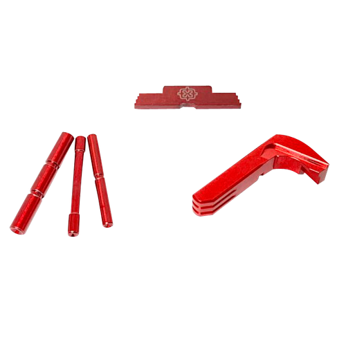 Cross Armory CRG4OKRD 3 Piece Kit  Extended Compatible w/Glock Gen4 Red Anodized Steel/Aluminum Pistol