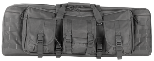 NcStar CVDC2946U36 VISM Double Carbine Case Urban Gray PVC Nylon w/ Foam Padding Lockable Zippers Pockets & MOLLE Webbing