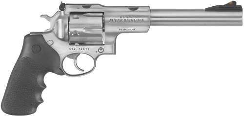 Ruger 5501 Super Redhawk  44 Rem Mag/44 Special 6rd 7.50" Satin Stainless Steel w/Integral Mount Barrel, Satin Stainless Cylinder & Frame, Black Hogue Tamer Monogrip, Transfer Bar Safety