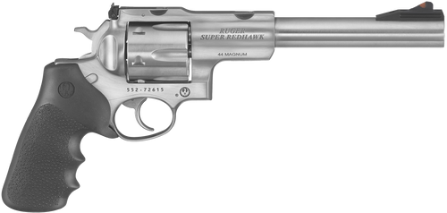 Ruger 5501 Super Redhawk  44 Rem Mag/44 Special 6rd 7.50" Satin Stainless Steel w/Integral Mount Barrel, Satin Stainless Cylinder & Frame, Black Hogue Tamer Monogrip, Transfer Bar Safety