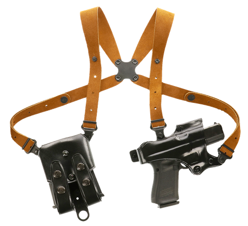 Galco JR202B Jackass Rig Shoulder System Size Fits Chest Up To 56" Black Leather Harness Fits Beretta 92F/FS Fits Taurus PT100 Right Hand