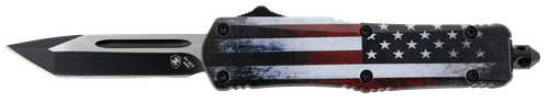 Templar Knife SUS231 Gen II US Flag Small 2.69" OTF Tanto Plain Black Oxide Stonewashed 440C SS Blade, 4.31" US Flag Aluminum Handle, Glass Breaker