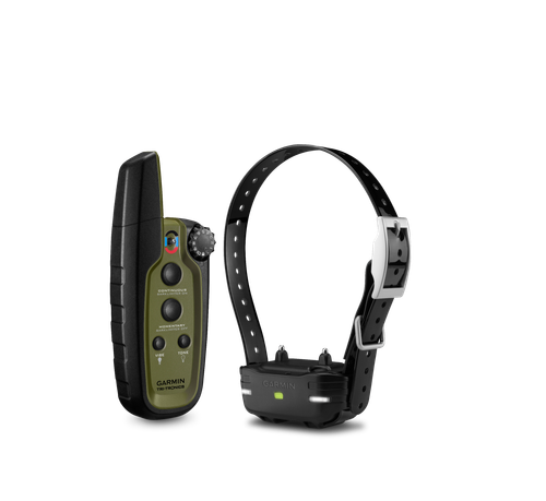 Garmin 0100120500 Sport Pro System Bundle Handheld Green w/BarkLimiter, LED Beacon Lights, 1-Hand Operation, Water-Resistant Rechargeable Li-ion; Collar Up to 3 Dogs .75 Mile Range