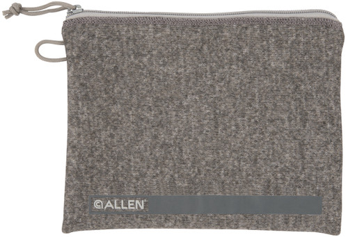 Allen 3627 Pistol Pouch  Gray Polyester w/Lockable Zippers, ID Label & Fleece Lining Holds Full Size Handgun 7" L x 9" W Interior Dimensions
