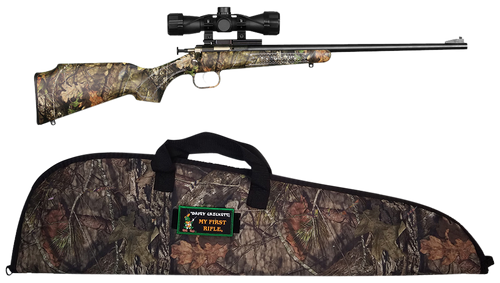 Crickett KSA2163BSC Youth Package 22 LR 1rd 16.12" Blued Barrel/Receiver, Mossy Oak Break-Up Synthetic Stock, Rebounding Firing Pin Safety Includes 4x32mm Scope, Scope Mount & Soft Case