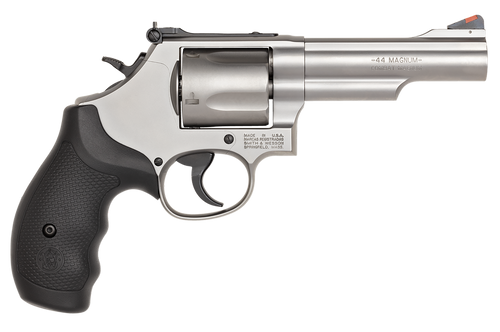 Smith & Wesson 162069 Model 69  44 Rem Mag or 44 S&W Spl Stainless Steel 4.25" 2 Piece Barrel & 5rd Cylinder, Matte Stainless Steel L-Frame, Full Stop Strap & Barrel Serration, Internal Lock
