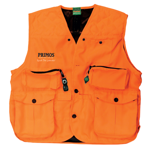 Primos 65703 Gunhunter's Hunting Vest XL Blaze Orange Features Compass & LED Light