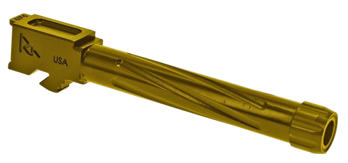 Rival Arms RA20G104E Precision Match Grade 9mm Luger Compatible w/Glock 17 Gen5, 4.49" Fluted Threaded Gold PVD Stainless Steel