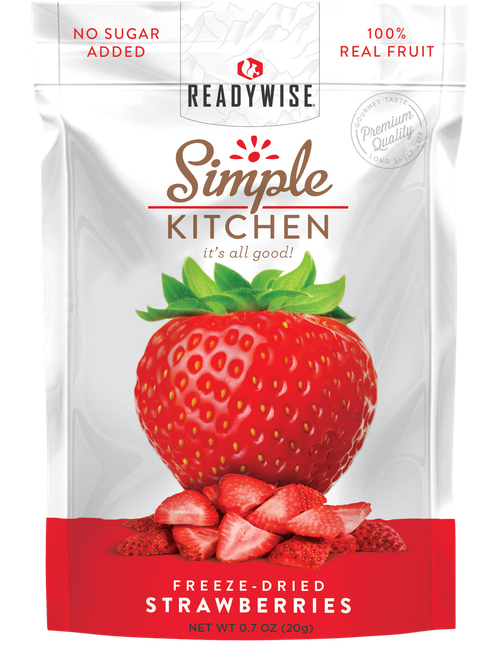 ReadyWise SK05006 Simple Kitchen Freeze Dried Fruit Strawberry 1 Serving Pouch 6 Per Case