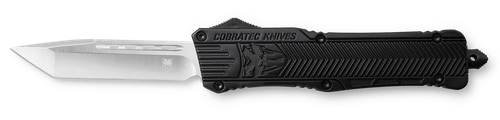 CobraTec Knives LBCTK1LTNS CTK-1  Large 3.25" OTF Tanto Plain D2 Steel Blade/Black Aluminum Handle Features Glass Breaker Includes Pocket Clip