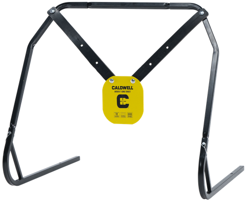 Caldwell 1140016 Gong & Target Stand  8" Yellow AR500 Steel Gong Hanging Includes XL Strap Hangers