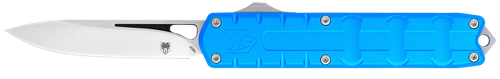 CobraTec Knives CTEBLUM390DNS Enforcer  3.25" OTF Drop Point Plain M390 Steel Blade/Blue Aluminum Handle