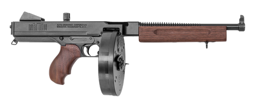 Thompson TA5 1927A-1 Lightweight Deluxe 45 ACP Caliber with 10.50" Barrel, 50+1 Capacity (Drum), Black Hard Coat Anodized Metal Finish, American Walnut Grip Right Hand