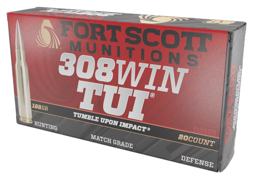 Fort Scott Munitions 308168SCV Tumble Upon Impact (TUI) Brush Hog 308Win 168gr Solid Copper Spun 20 Per Box/10 Case