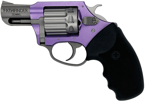 Charter Arms 52340 Pathfinder Lavender Lady Small Frame 22 WMR 8rd 2" Stainless Steel Barrel, Lavender Aluminum Frame, Stainless Cylinder, Black Finger Grooved Rubber Grip, Exposed Hammer