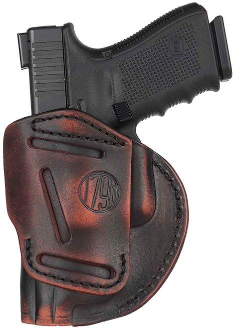 1791 Gunleather 4WH5VTGR 4-Way  IWB/OWB Size 05 Vintage Leather Belt Clip Compatible w/Glock 17/Springfield XD/S&W M&P/HK VP9 Right Hand