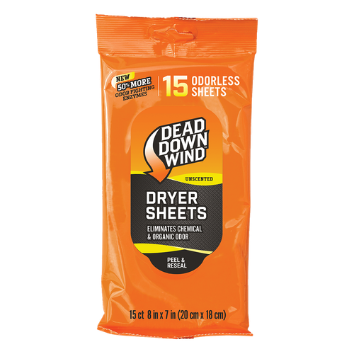 Dead Down Wind 1113 Dryer Sheets  Odor Eliminator Odorless Scent Dryer Sheet 15 Per Pkg