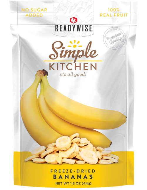 ReadyWise SK05007 Simple Kitchen Freeze Dried Fruit Bananas 1 Serving Pouch 6 Per Case