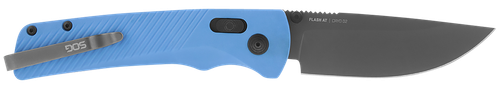 S.O.G SOG11180341 Flash AT 3.45" Folding Plain TiNi Cryo D2 Steel Blade/Civic Cyan GRN Handle Includes Pocket Clip