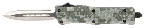 CobraTec Knives SADCCTK1SDAGNS CTK-1  Small 2.75" OTF Dagger Plain D2 Steel Blade/Winter Digi Camo Aluminum Handle Features Glass Breaker Includes Pocket Clip